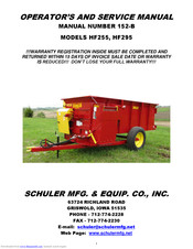 Schuler HF295 Operator's And Service Manual