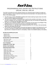 Rain Bird CRC-6A Programming And Operating Instructions