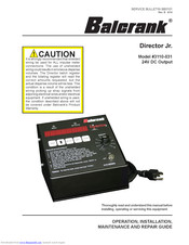 Balcrank Director Jr. 3110-031 Operation, Installation, Maintenance And Repair Manual