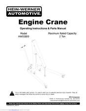 HEIN-WERNER AUTOMOTIVE HW93809 Operating Instructions & Parts Manual