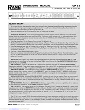 Rane CP 64 Operator's Manual