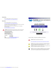 Teledyne HVG-2020A Quick Start Manual
