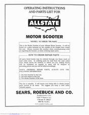 Allstate 788.94492 Operating Instructions And Parts List Manual