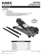 Sunex Tools 66035SJ Owner's Manual
