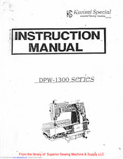 Kansai Special DPW-1300 Series Instruction Manual