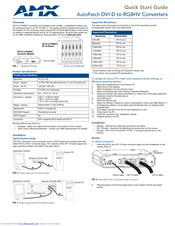 Amx FG1010-06 Quick Start Manual