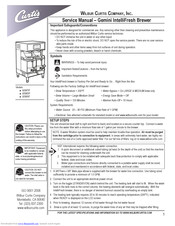 Wilbur Curtis Company Gemini IntelliFresh GEMSIF Service Manual