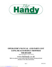 The Handy THLRT2600 Operator's Manual And Parts List