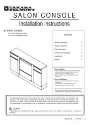 Takara Belmont Salon Console Installation Instructions Manual