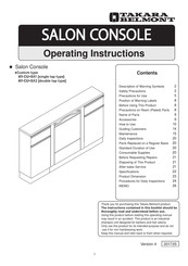 Takara Belmont Salon Console Operating Instructions Manual