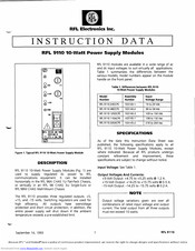 RFL Electronics RFL 9110 110ACPS Instruction Data