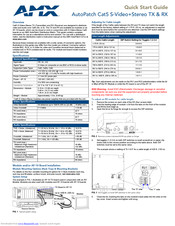 Amx AutoPatch Cat5 S-Video+Stereo TX Quick Start Manual