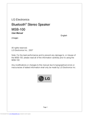 LG MSB-100 User Manual