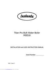 Instanta MOD18 Installation And User Instruction Manual