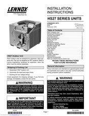Lennox HS27-024 Installation Instructions Manual