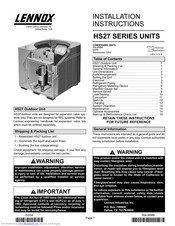 Lennox HS27-030 Installation Instructions Manual