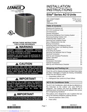 Lennox AC13-048 Installation Instructions Manual