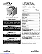 lennox HSXA16-024 Installation Instructions Manual