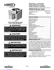 lennox HSXA16-036 Installation Instructions Manual