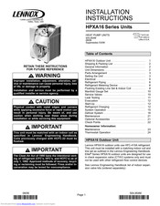 Lennox HPXA16-024 Installation Instructions Manual