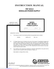 KEPCO PAT 40-0.5 Instruction Manual