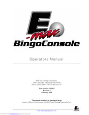 E-max BingoConsole Operator's Manual
