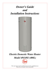Rheem 492 Owner's Manual And Installation Instructions