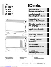 Dimplex DX 432 T Installation And Operating Instructions Manual
