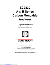 Ecotech B Series Operation Manual