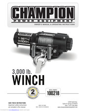 Champion Power Equipment 100218 Owner's Manual & Operating Instructions
