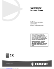 Boge RATIO Operating Instructions Manual