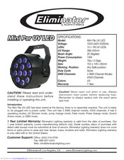 Eliminator Lighting Mini Par UV LED Manual
