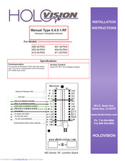 Holovision 401-W-PAN Installation Instructions