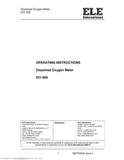 Ele 521-050 Operating Instructions Manual
