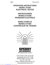 Sperry Instruments ET200 Operating Instructions