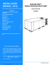 Johnson Controls Unitary Products SUNLINE 2000 BQ 060 Installation Manual