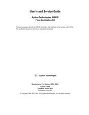 Agilent Technologies 85051B User's And Service Manual