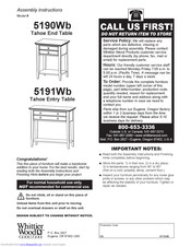 Whittier Wood Furniture 5190Wb Assembly Instructions Manual