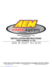 AEM 21-704 Installation Instructions Manual