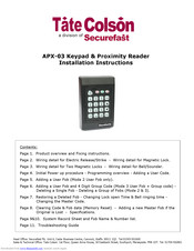 Tate Colson APX-03 Installation Instructions Manual