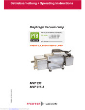 Pfeiffer Vacuum MVP 030 Operating Instructions Manual