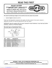 Shop fox M1099 Owner's Manual