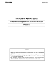 Toshiba TOSVERT IPE001Z Function Manual