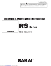 Sakai RS65 Operating & Maintenance Instructions
