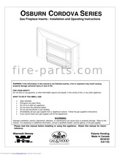 Osburn Cordova Series Installation And Operating Instructions Manual