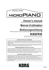 Korg MICROPIANO Owner's Manual