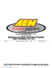 AEM 21-724 Installation Instructions Manual