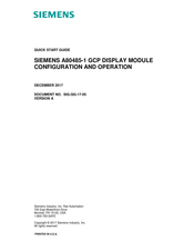 Siemens A80485-1 Quick Start Manual