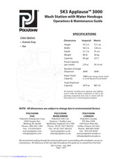 PolyJohn Applause SK3-3000 Operation & Maintenance Manual