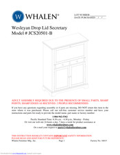 Whalen Wesleyan Drop Lid Secretary Instruction Manual